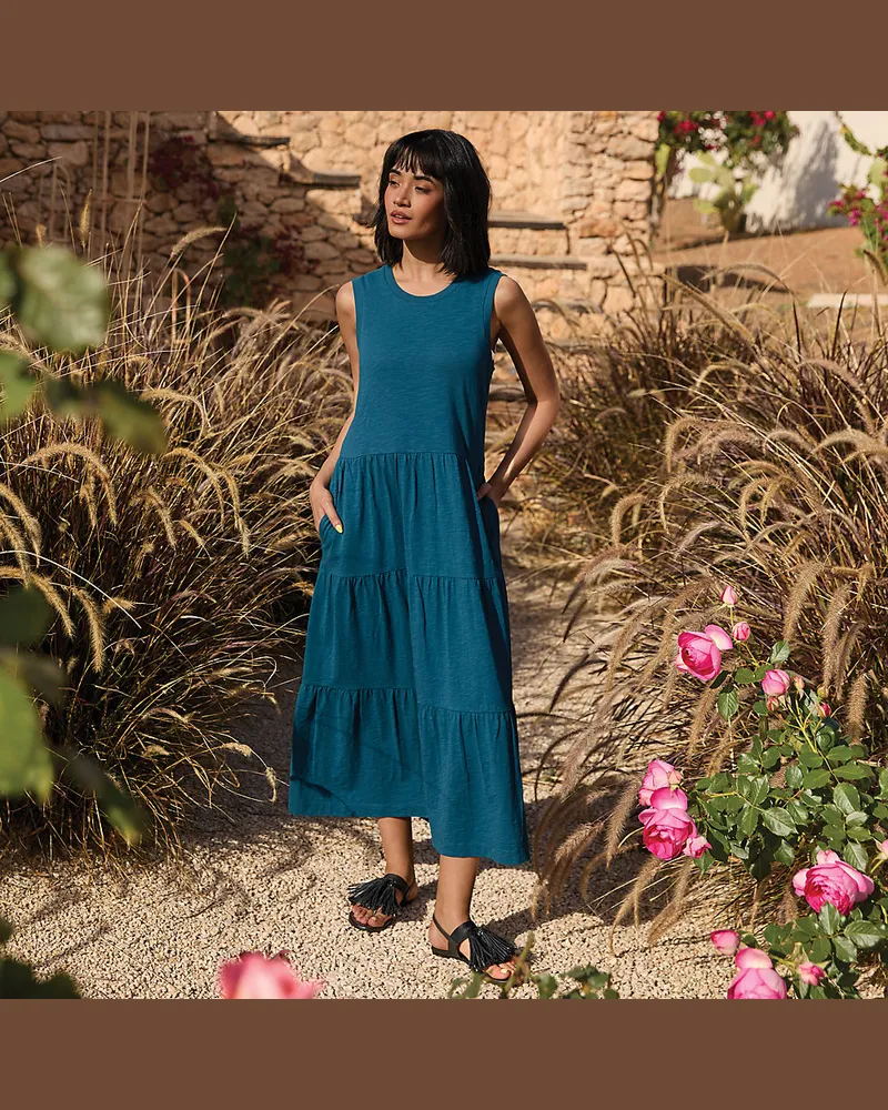 Lands' End Flammgarn-Maxikleid aus reiner Baumwolle, Damen, Größe:34 regular, Blau, Baumwolle, by Blau