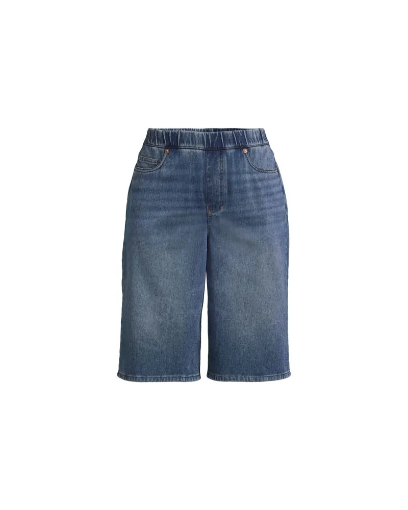 Lands' End Starfish Knit Denim Bermuda-Shorts 30 cm, Damen, Größe plus, Blau, Baumwoll-Mischung/Polyester-Mischung, by Blau