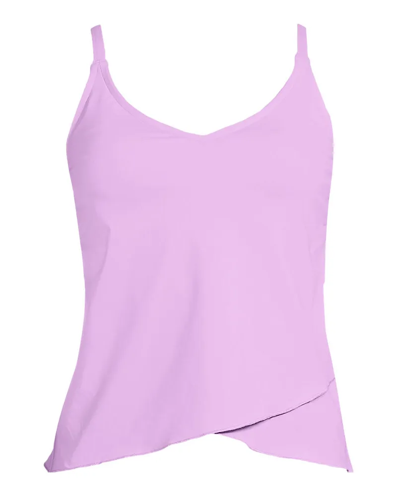 Lands' End Tankinitop mit Tulpensaum chlorresistent, Damen, Größe plus, Lila, Nylon-Mischung, by Lila