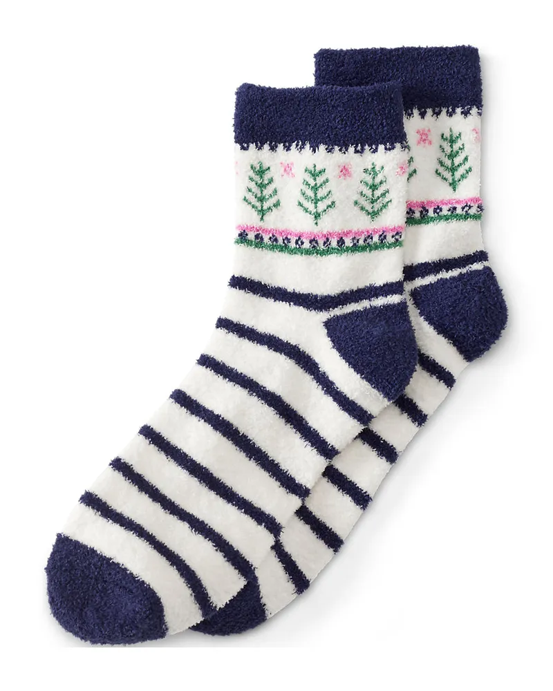 Lands' End Flauschige Weihnachtssocken, Damen, Größe:null regular, Blau, by Blau