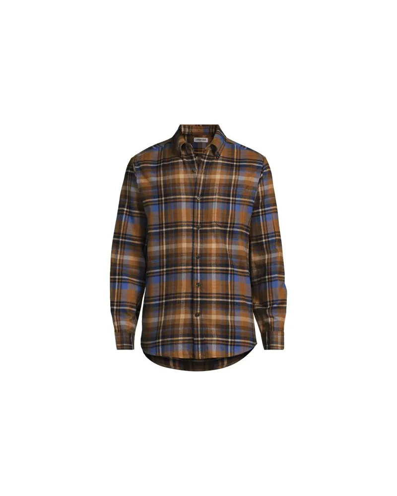 Lands' End Flanellhemd Flagship, Classic Fit, Herren, Größe:60 regular, Blau, Baumwolle/Baumwoll-Mischung/Polyester-Mischung, by Blau