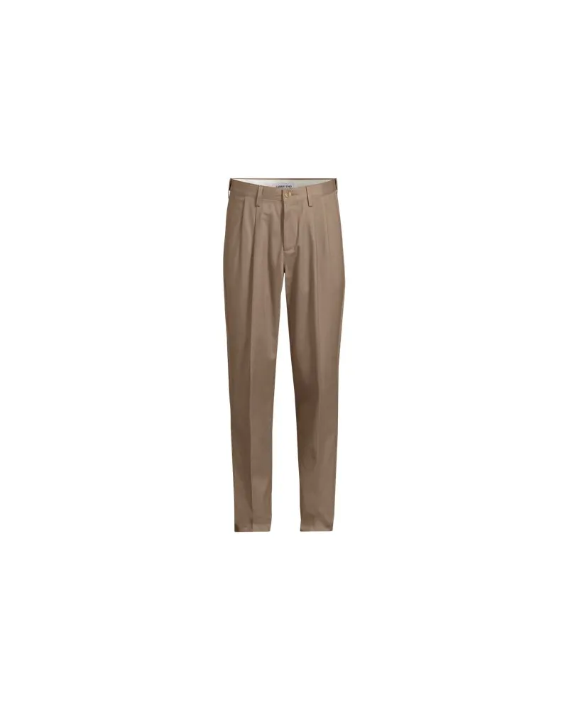 Lands' End Bügelleichte Chinohose mit Bundfalten, Komfortbund, Classic Fit, Herren, Größe regular, Beige, by Beige