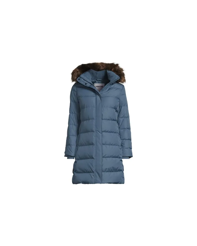 Lands' End Daunenmantel mit Kapuze, Damen, Größe:32-34 regular, Blau, Polyester, by Blau