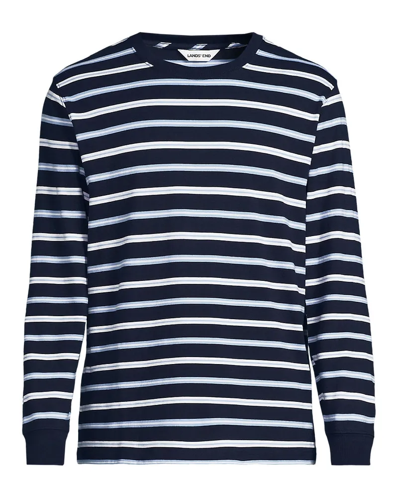 Lands' End Super-T Langarm-Shirt, Classic Fit, Herren, Größe tall, Blau, Baumwolle, by Blau