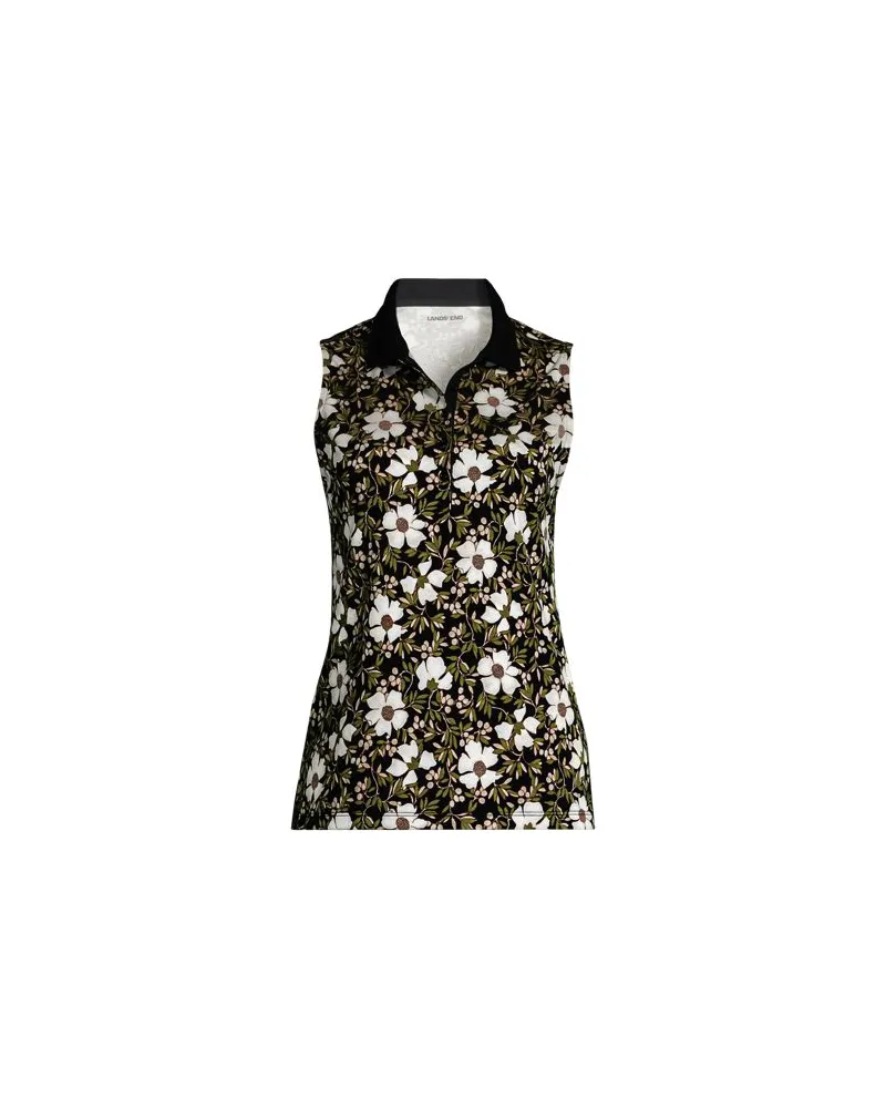 Lands' End Ärmelloses Supima-Poloshirt, Damen, Größe regular, Schwarz, Baumwolle, by Schwarz