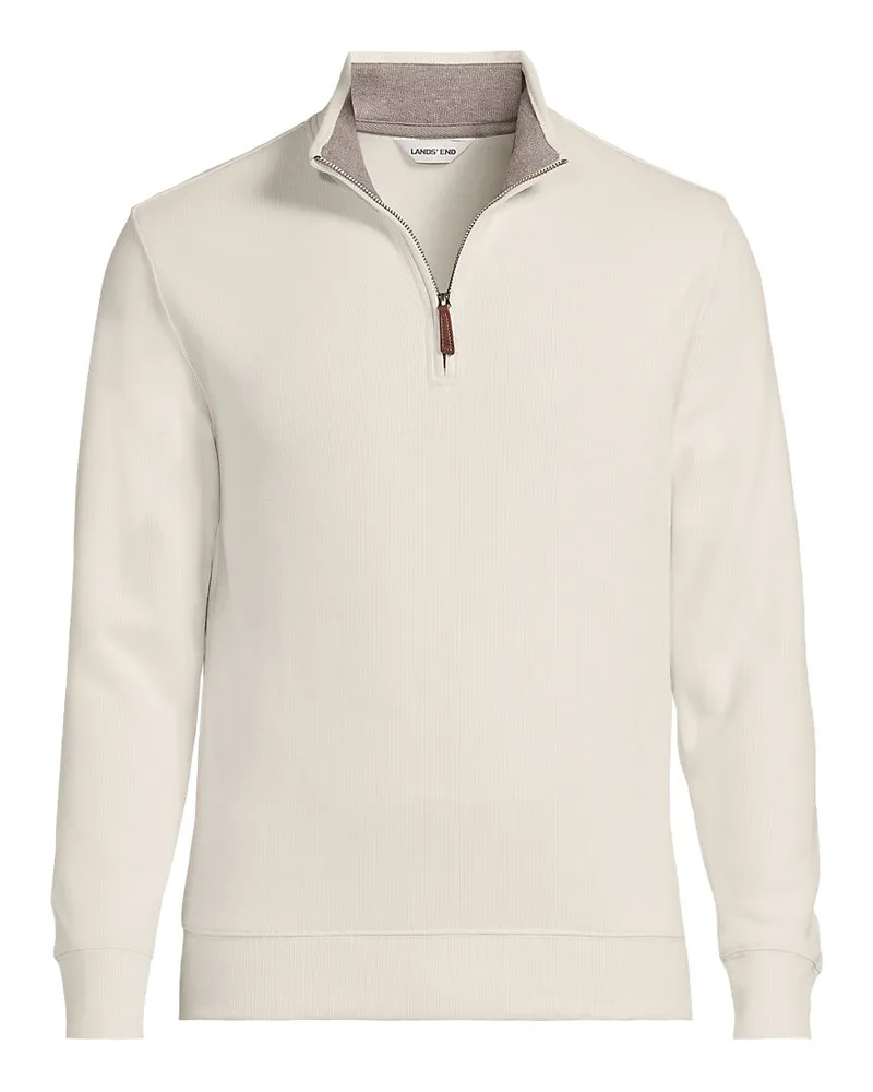 Lands' End Reißverschluss-Pullover aus Bedford-Ripp, Herren, Größe regular, Weiß, Baumwolle, by Weiß