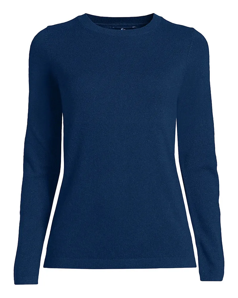 Lands' End Kaschmir-Pullover mit rundem Ausschnitt, Damen, Größe plus, Blau, Kaschmir, by Blau