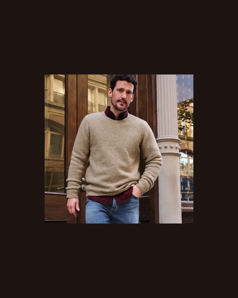 Lands' End Weicher Pullover im Strukturstrick, Herren, Größe:44-46 regular, Braun, Wolle/Polyester/Polyacryl, by Braun