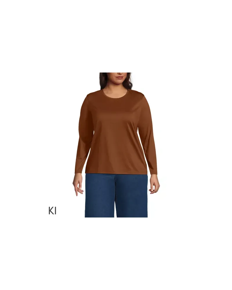 Lands' End Supima-Shirt, Langarm, Damen, Größe plus, Orange, Baumwolle, by Orange