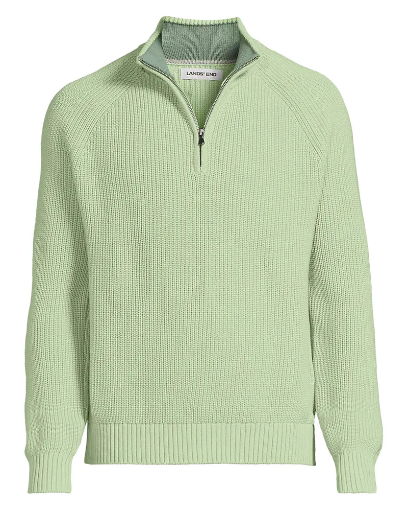 Lands' End DRIFTER Pullover mit ReiÃŸverschluss, Herren, GrÃ¶ÃŸe regular, GrÃ¼n, Baumwolle, by Grã¼n