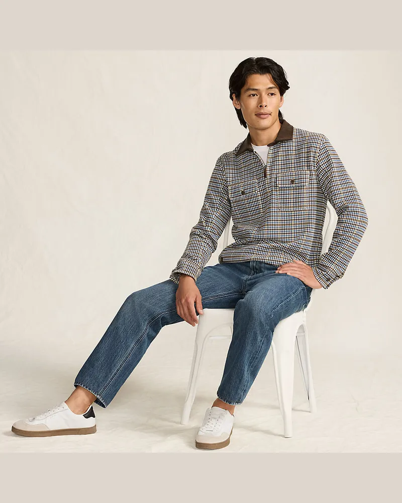 Lands' End Bedford-Polopullover mit Reißverschluss, Herren, Größe regular, Weiß, Baumwoll-Mischung/Polyester-Mischung, by Weiß