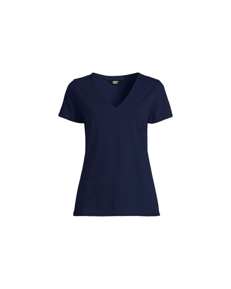 Lands' End Baumwollshirt aus Flammgarn, Damen, Größe regular, Blau, Baumwolle, by Blau