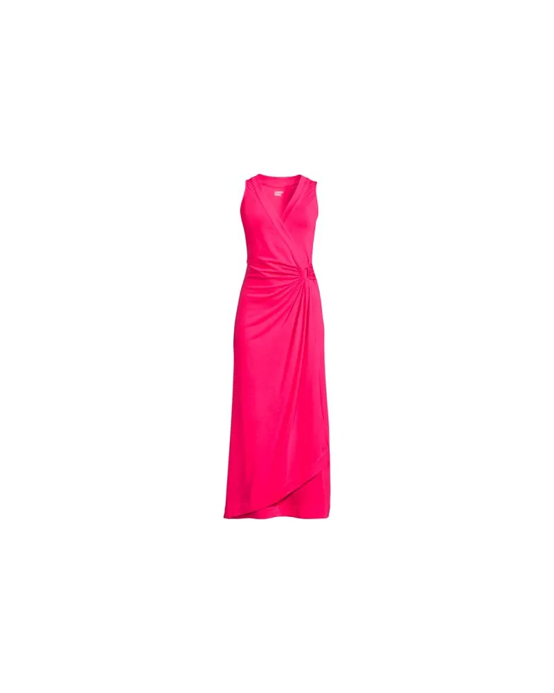 Lands' End Ärmelloses Maxi-Wickelkleid aus Baumwolle/Modal-Mix, Damen, Größe plus, Pink, Baumwolle Modal, by Pink