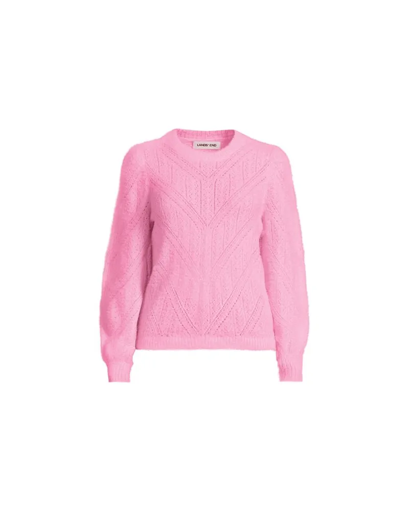 Lands' End Ajourpullover aus Wimperngarn, Damen, Größe regular, Pink, Baumwoll-Mischung/Nylon-Mischung, by Pink
