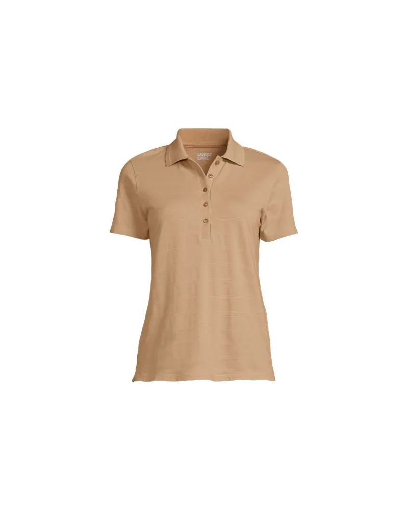 Lands' End Piqué-Poloshirt, Damen, Größe regular, Beige, Baumwolle, by Beige