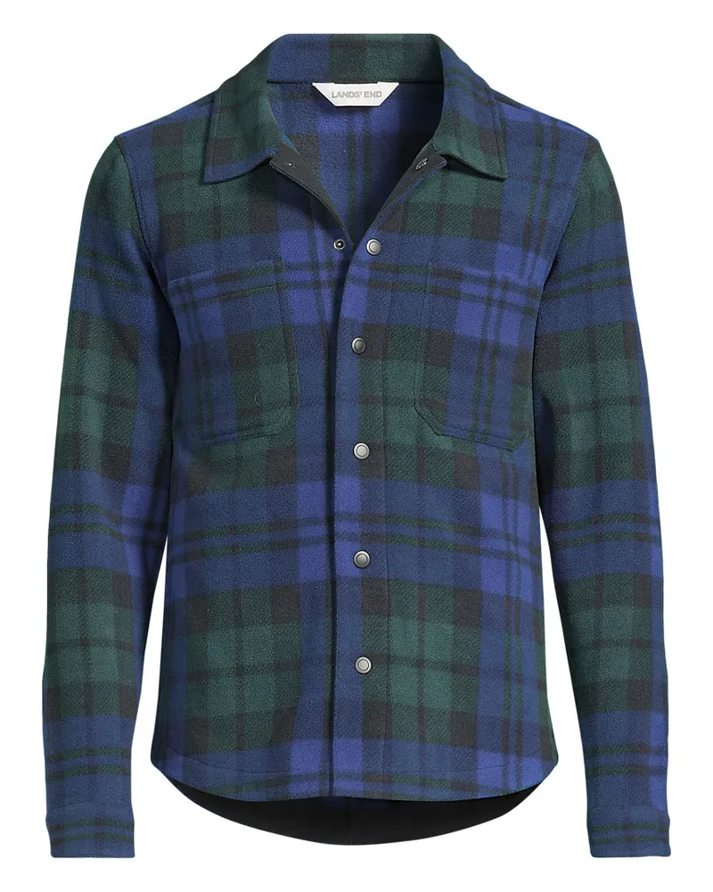 Lands' End Hemdjacke aus Fleece, Herren, GrÃ¶ÃŸe regular, GrÃ¼n, Polyester, by Grã¼n