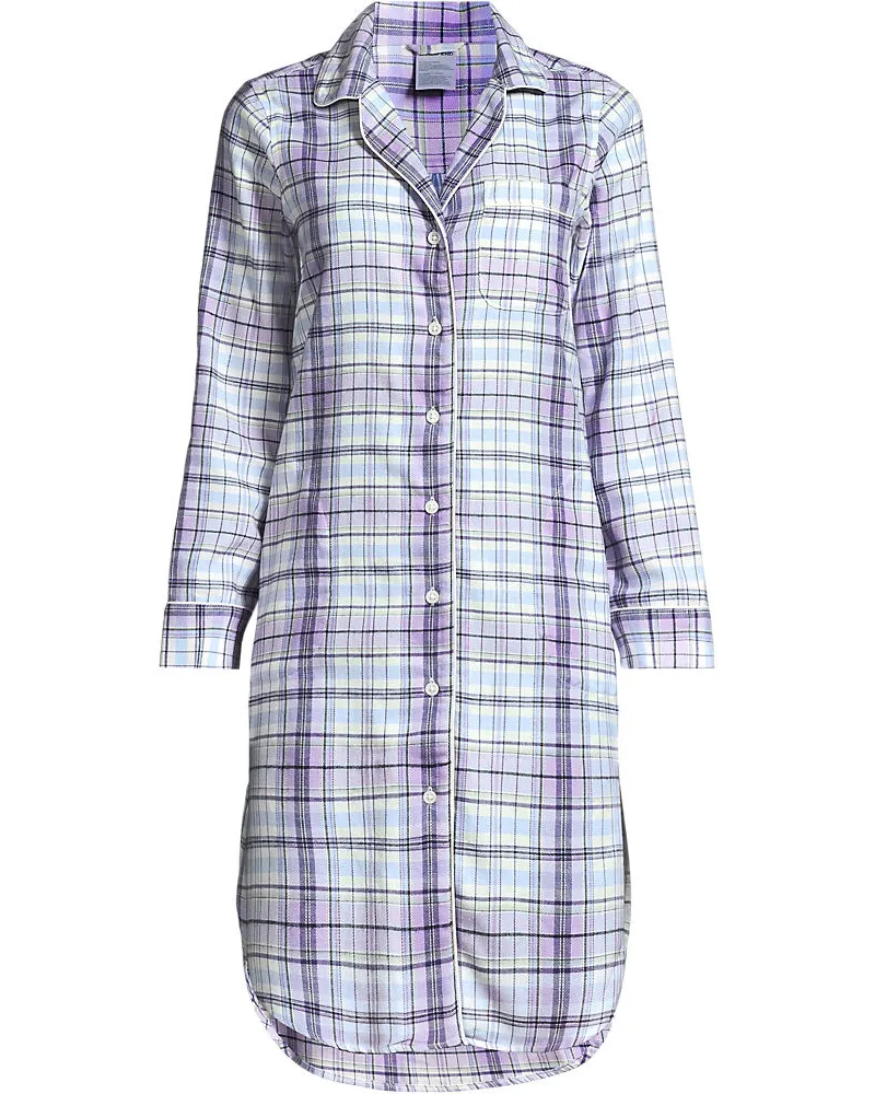 Lands' End Flanell-Nachthemd aus reiner Baumwolle, Damen, Größe plus, Blau, Baumwolle, by Blau