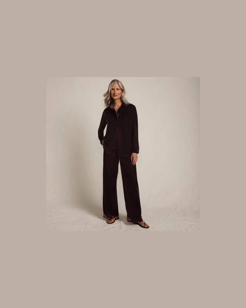 Lands' End Samthose mit weitem Bein, Damen, Größe petite, Braun, Polyester, by Braun