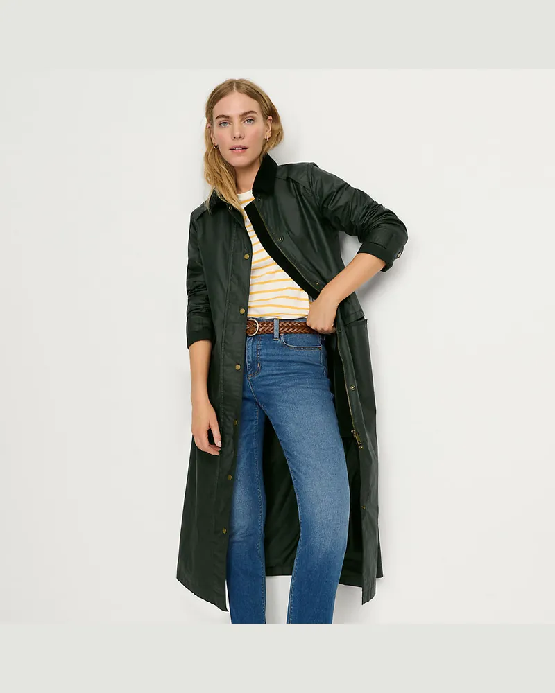 Lands' End Langer Wachsmantel, Damen, Größe petite, Grün, Polyester, by Grün