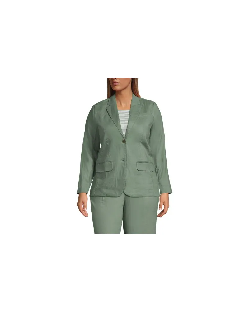 Lands' End Leinenblazer, Damen, Größe plus, Grün, Leinen, by Grün