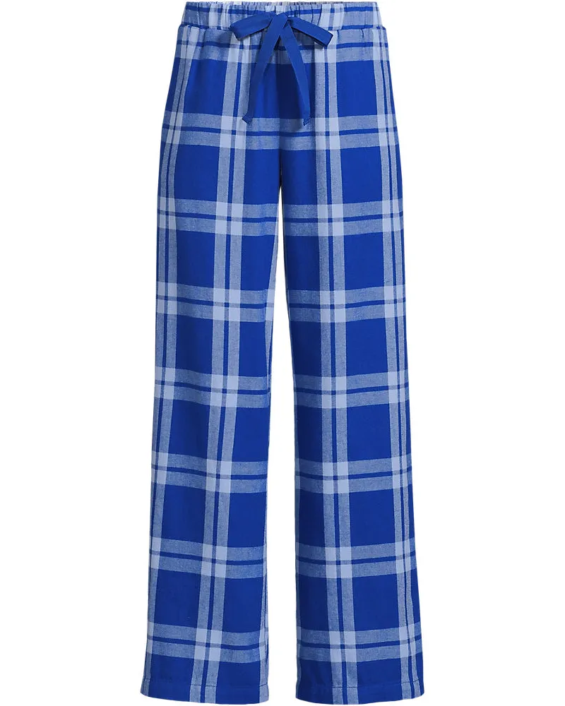 Lands' End Pyjamahose aus reinem Baumwoll-Flanell, Damen, Größe plus, Blau, Baumwolle, by Blau