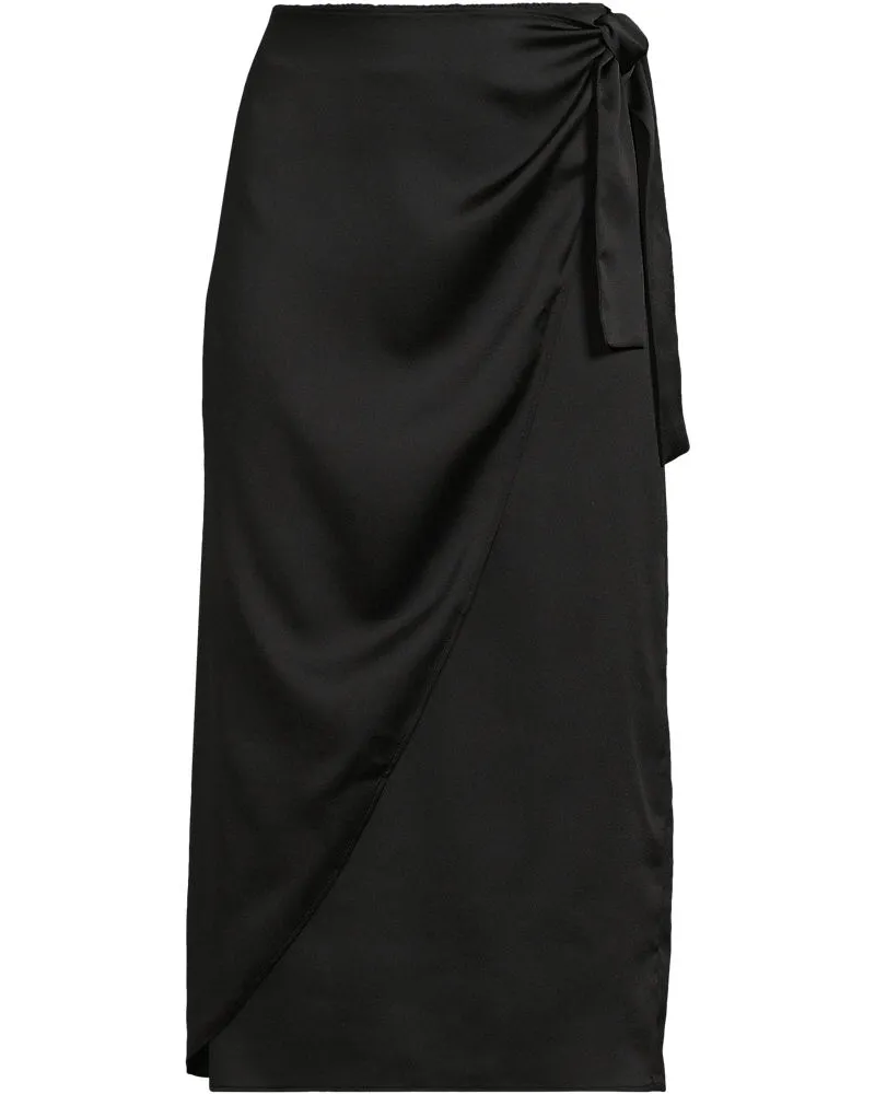 Lands' End Satin-Wickelrock in Midi-Länge, Damen, Größe:34 regular, Schwarz, Polyester, by Schwarz