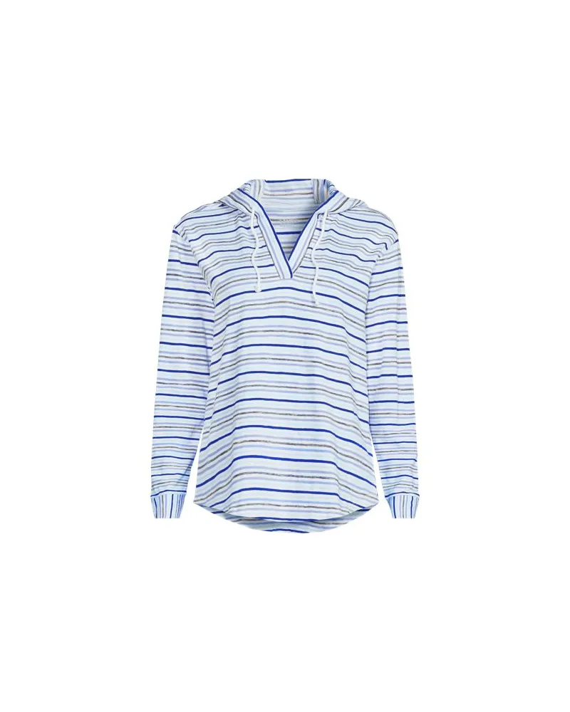 Lands' End Flammgarn-Kapuzenshirt, Damen, Größe regular, Blau, Baumwolle, by Blau