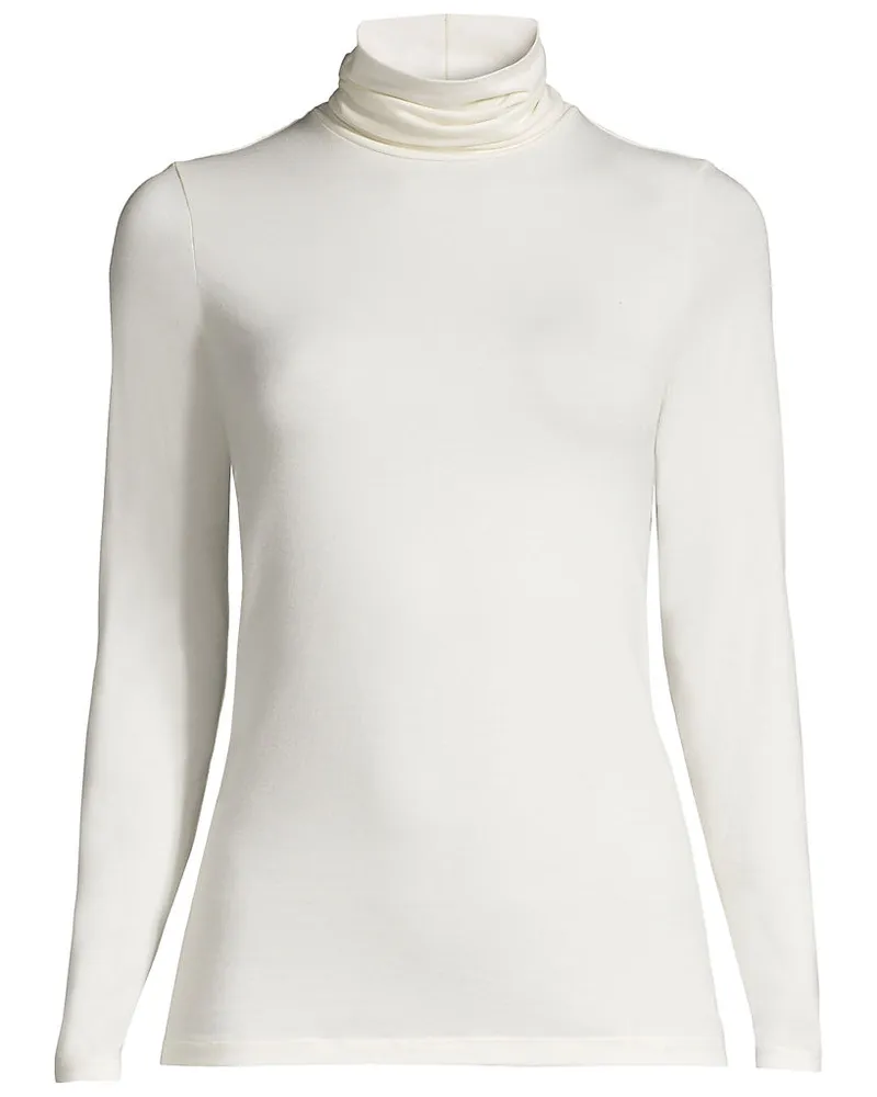 Lands' End Rollkragenshirt aus Baumwoll/Modalmix, Damen, Größe regular, Weiß, Baumwolle/Elasthan/Baumwolle Modal, by Weiß
