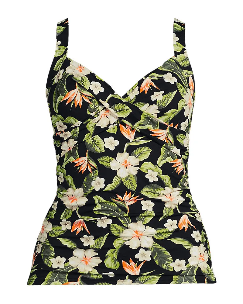 Lands' End Tankinitop CHLORRESISTENT mit V-Ausschnitt, Damen, Größe plus, Schwarz, Nylon-Mischung, by Schwarz