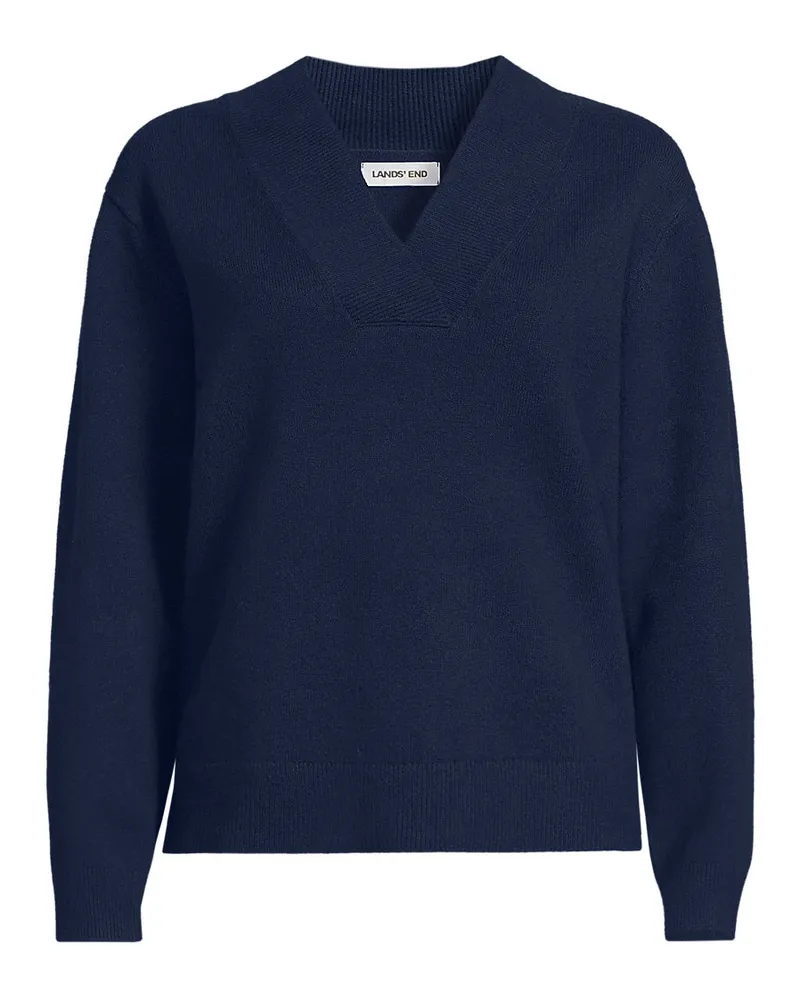 Lands' End CashTouch Pullover mit V-Ausschnitt, Damen, Größe plus, Blau, Baumwoll-Mischung/Polyester-Mischung/Nylon-Mischung, by Blau