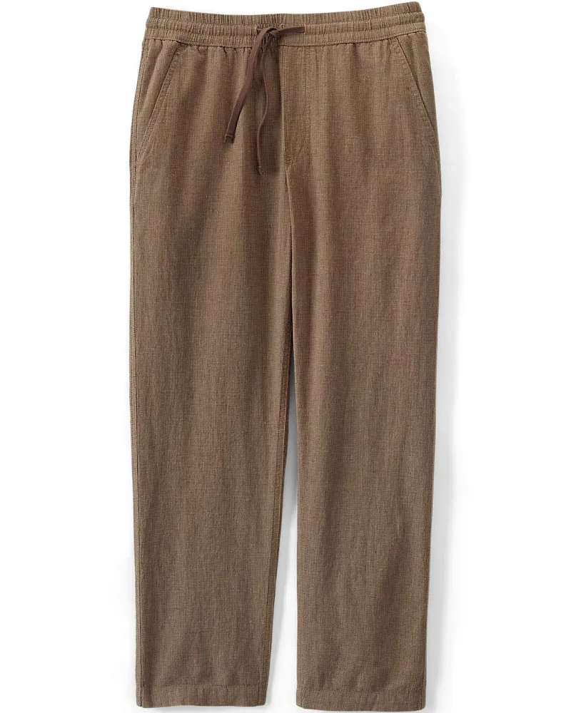 Lands' End Soft Ease Classic Fit Schlupfbund-Hose aus Leinenmix, Herren, Größe regular, Braun, Leinen/Baumwoll-Mischung, by Braun