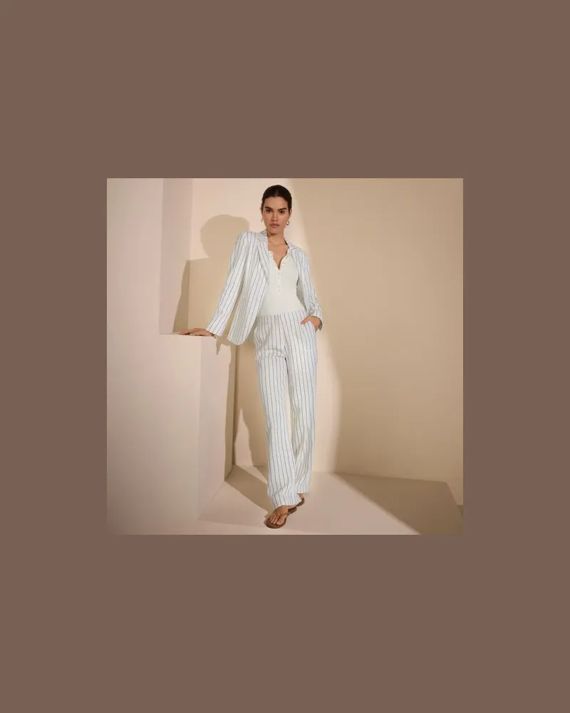 Lands' End Weite Hose im Leinenmix, Damen, Größe regular, Weiß, Leinen, by Weiß