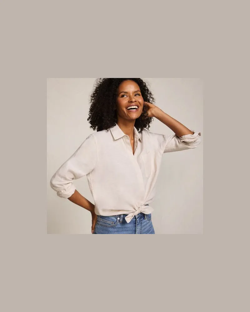 Lands' End Leinenbluse, Damen, Größe regular, Weiß, Leinen, by Weiß