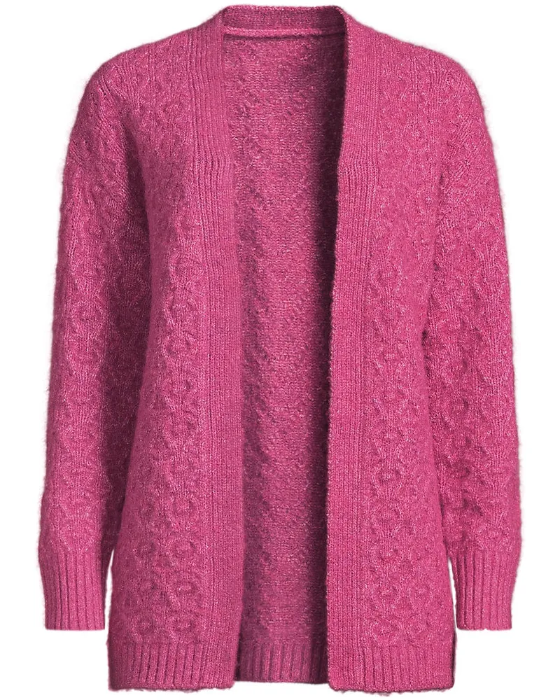Lands' End Offener Soft Touch Cardigan, Damen, Größe petite, Pink, Polyester/Viskose/Polyester-Mischung, by Pink