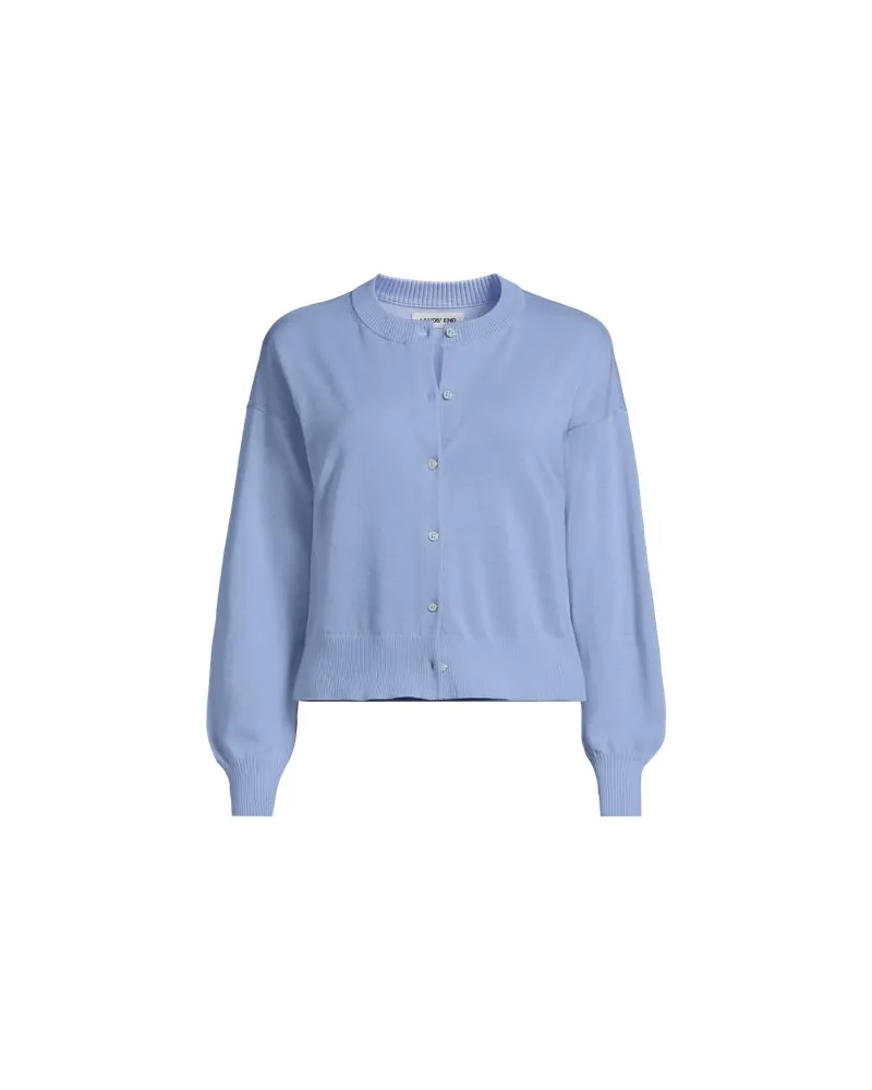 Lands' End Kurzer Feinstrick-Cardigan aus Baumwolle, Damen, Größe plus, Blau, Baumwolle, by Blau
