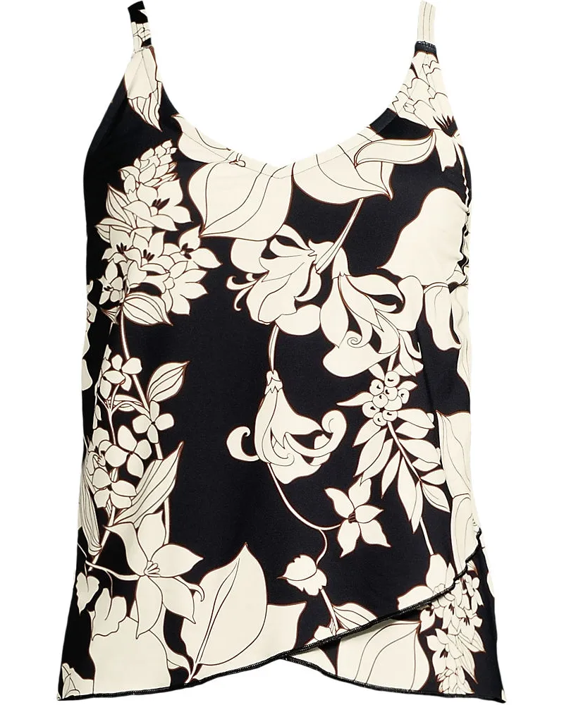 Lands' End Tankinitop mit Tulpensaum chlorresistent, Damen, Größe plus, Schwarz, Nylon-Mischung, by Schwarz