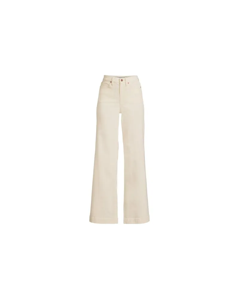 Lands' End High Waist Jeans mit weitem Bein, Damen, Größe regular, Weiß, Elasthan/Baumwoll-Mischung/Polyester-Mischung, by Weiß