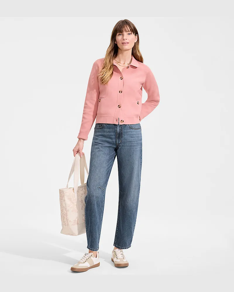 Lands' End Soft Denim Relaxte Barrel-Jeans Mid Waist, Damen, Größe:34 regular, Blau, by Blau