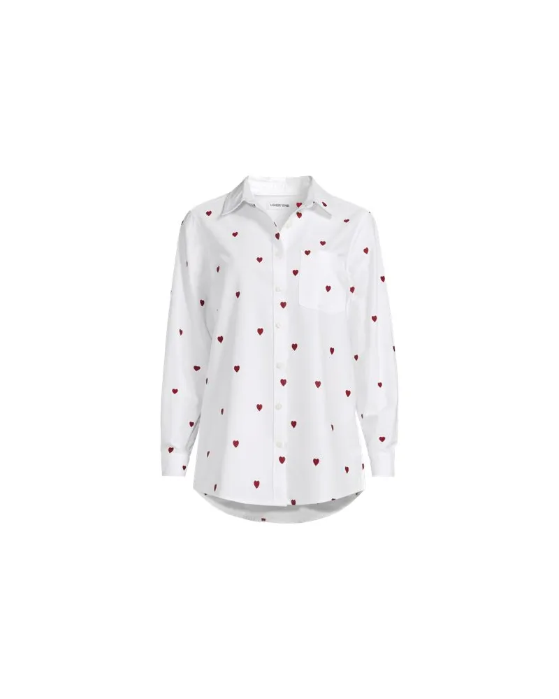 Lands' End Langarm Oxford-Hemd, Damen, Größe plus, Weiß, Baumwolle, by Weiß