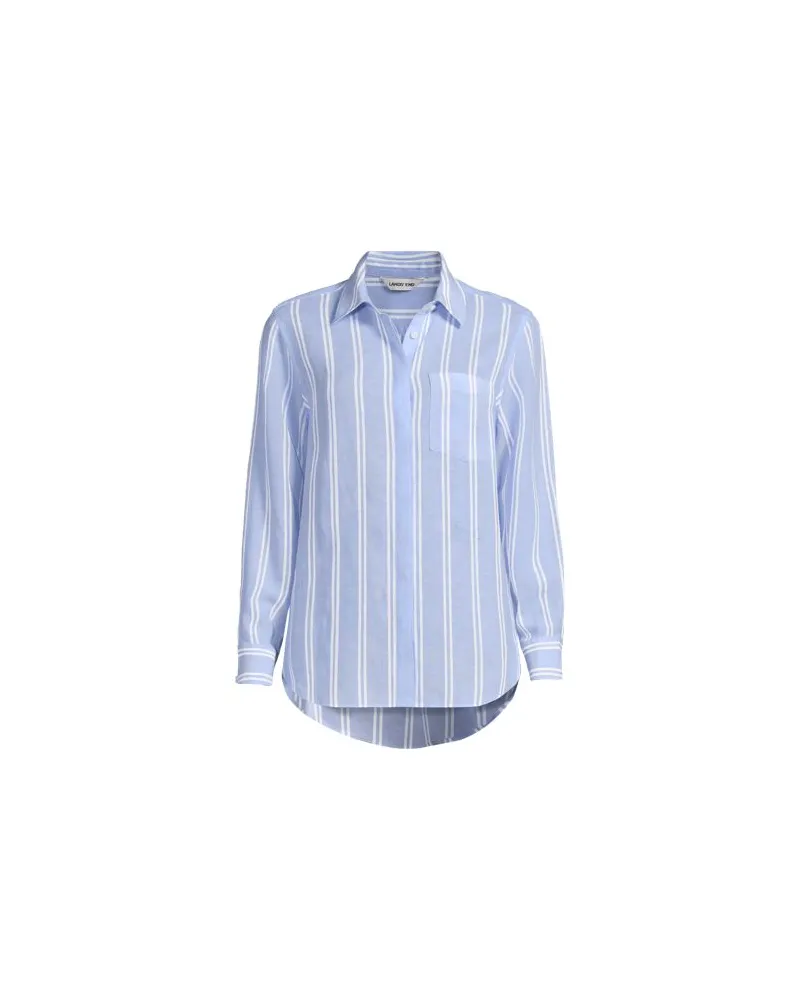 Lands' End Premium Reinleinen-Bluse, Damen, Größe plus, Blau, Leinen, by Blau