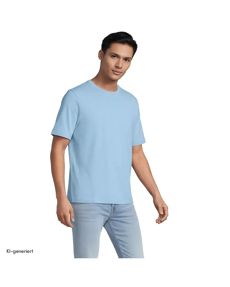 Lands' End Super-T Kurzarm-Shirt, Classic Fit, Herren, Größe regular, Blau, Baumwolle, by Blau