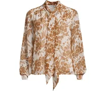 Chiffonbluse mit abnehmbarer Schleife, Damen, Größe plus, Pink, Polyester, by