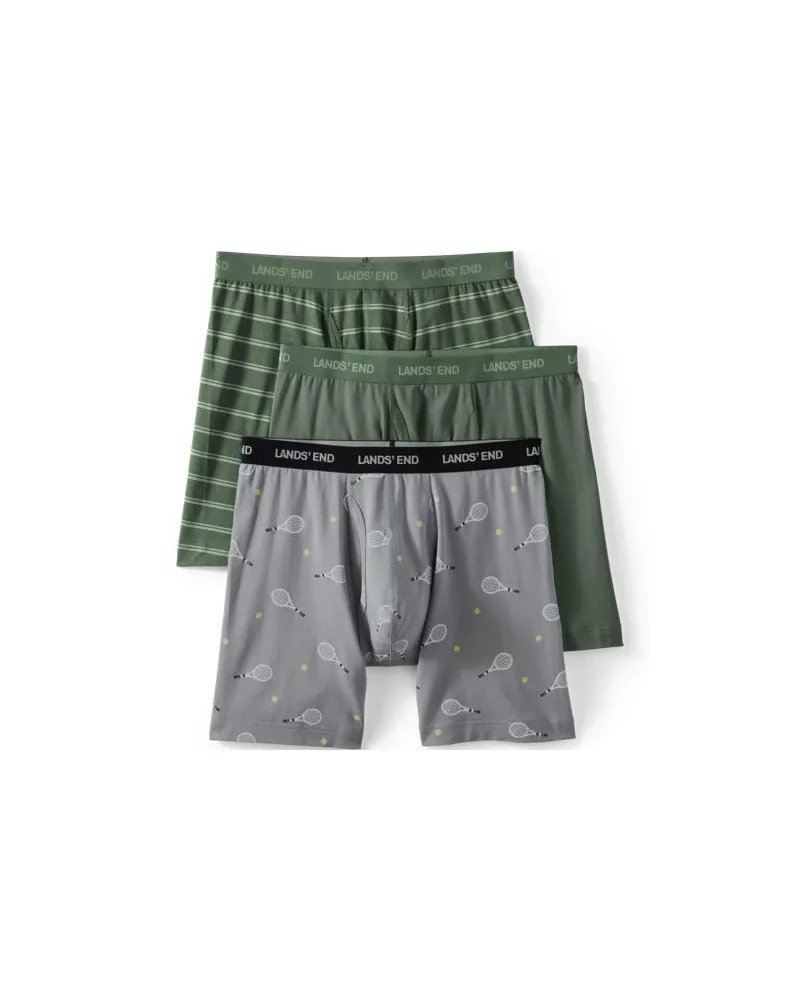 Lands' End Komfort-Boxershorts (3er-Set), Herren, Größe:44-46 regular, Grün, Baumwolle/Elasthan/Baumwolle Modal, by Grün
