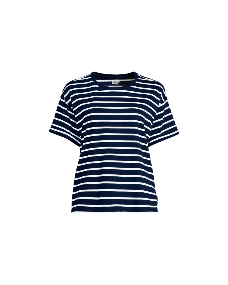 Lands' End Supima® Shirt mit kurzen Rollärmeln, Damen, Größe plus, Blau, Baumwolle, by Blau