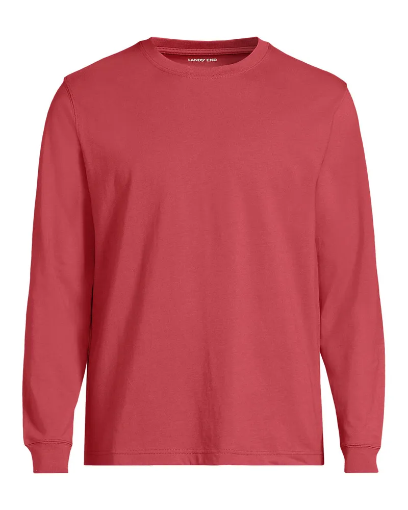 Lands' End Super-T Langarm-Shirt, Classic Fit, Herren, Größe regular, Braun, Baumwolle, by Braun