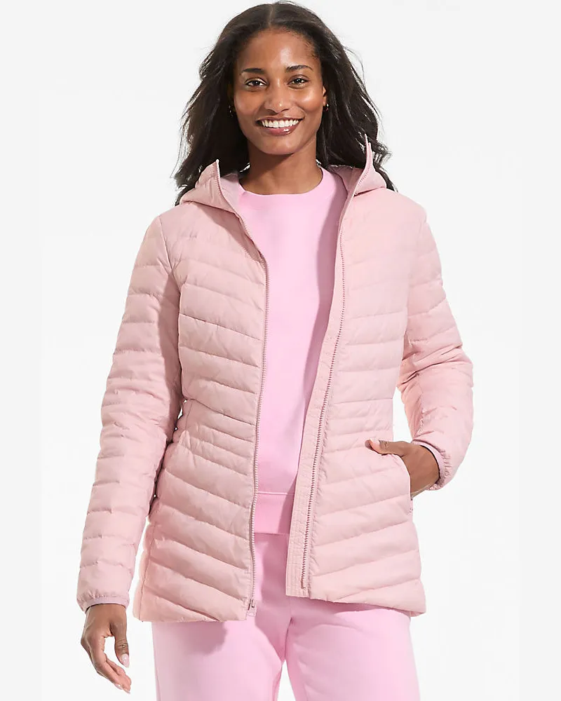 Lands' End Daunenjacke WANDERWEIGHT Verstaubar Ultraleicht mit Kapuze, Damen, Größe regular, Pink, Nylon/Daunen, by Pink