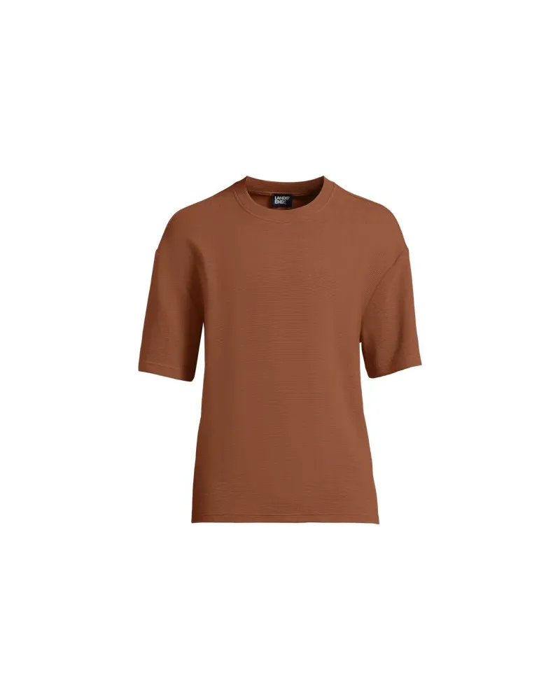 Lands' End T-Shirt mit Struktur, Herren, Größe:48-50 regular, Braun, Baumwolle, by Braun