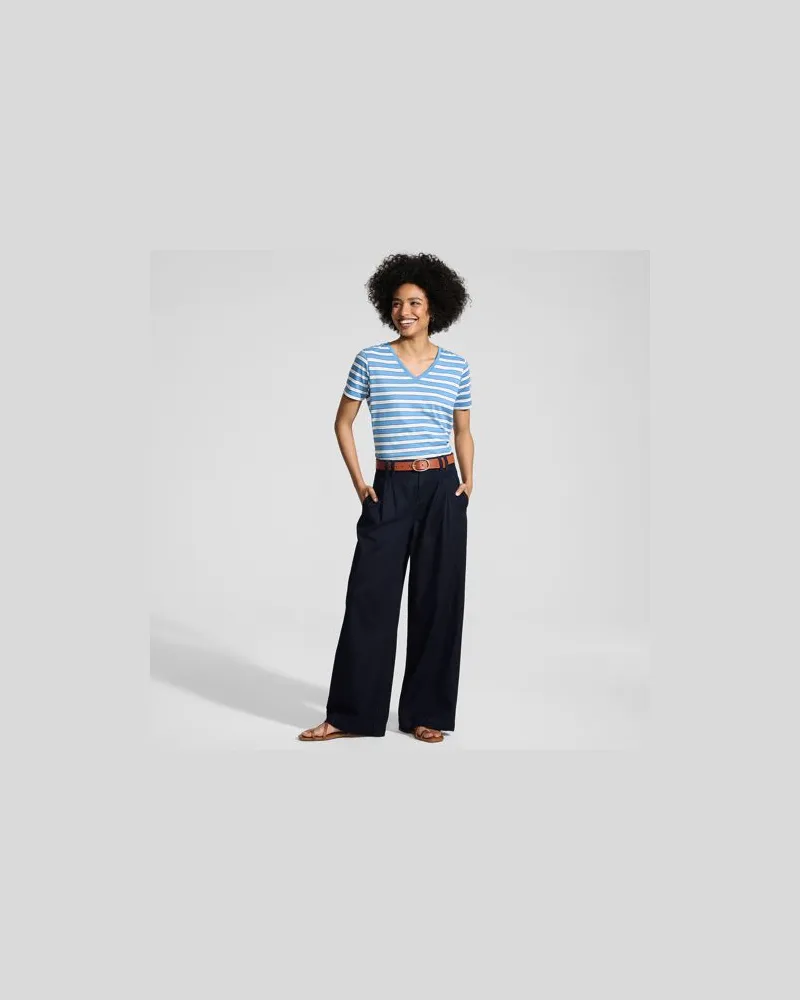 Lands' End Leichte Bundfalten-Jeans mit weitem Bein, Damen, Größe petite, Blau, Baumwolle, by Blau