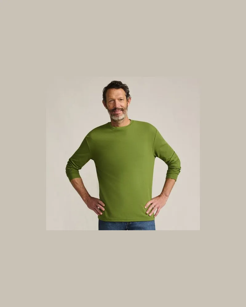 Lands' End Ottoman-Rippshirt mit langen Ärmeln, Herren, Größe:60 regular, Grün, Baumwolle/Polyester/Baumwoll-Mischung, by Grün