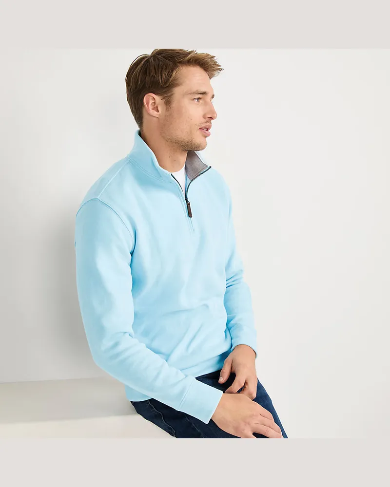 Lands' End Reißverschluss-Pullover aus Bedford-Ripp, Herren, Größe regular, Blau, Baumwolle, by Blau